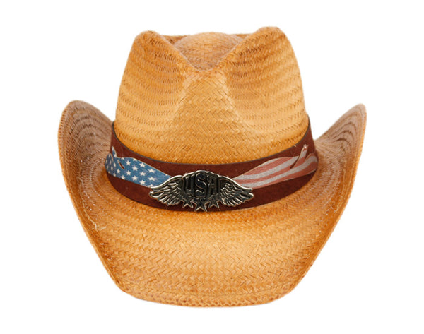 Men and Women's Cowboy Hat With Eagle Badge and USA Flag Trim Band