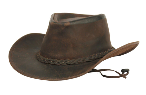 Genuine Leather Western Cowboy Hat with an Adjustable Strap