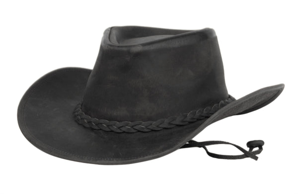 Genuine Leather Western Cowboy Hat with an Adjustable Strap