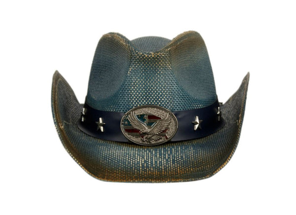 Men and Women's Straw Western Cowboy Hats with Trim Bands