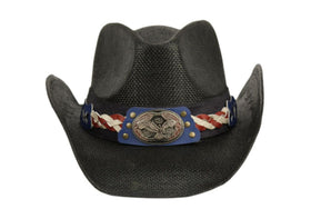 Men and Women's Straw Western Cowboy Hats with Trim Bands