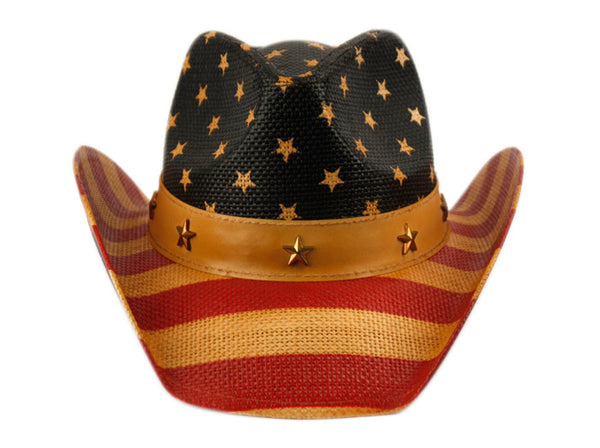 Men and Women's Vintage American Flag Cowboy Hat With Star Emblems