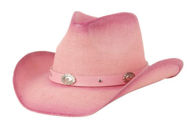 Woman's Trendy Pink Tie-Dye Cowboy Hat With Faux Leather Band