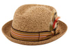 Men's Stripe Band Removable Feather Straw Porkpie Fedora Sun Hat