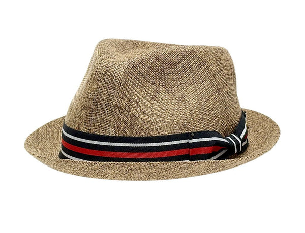 Men's Linen Fedora Sun Hat with Stripe Band