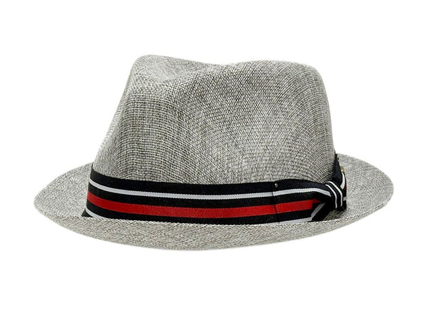 Men's Linen Fedora Sun Hat with Stripe Band