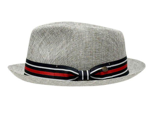 Men's Linen Fedora Sun Hat with Stripe Band