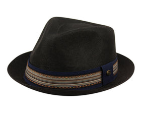 Men's Linen Fedora Sun Hat with Stripe Band