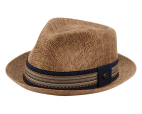 Men's Fashion Linen Fedora Sun Hat with Stripe Band