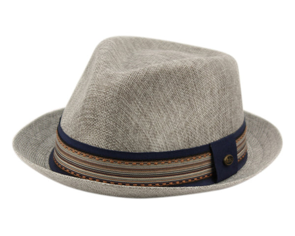 Men's Linen Fedora Sun Hat with Stripe Band