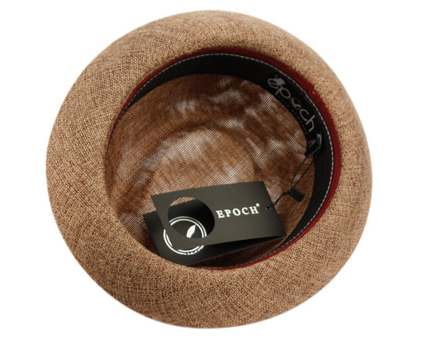 Men's Linen Fedora Sun Hat with Stripe Band