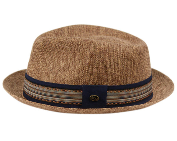 Men's Linen Fedora Sun Hat with Stripe Band