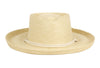 Up Brim Paper Straw Sun Fedora Hat with Leather String Band & Chin Cord