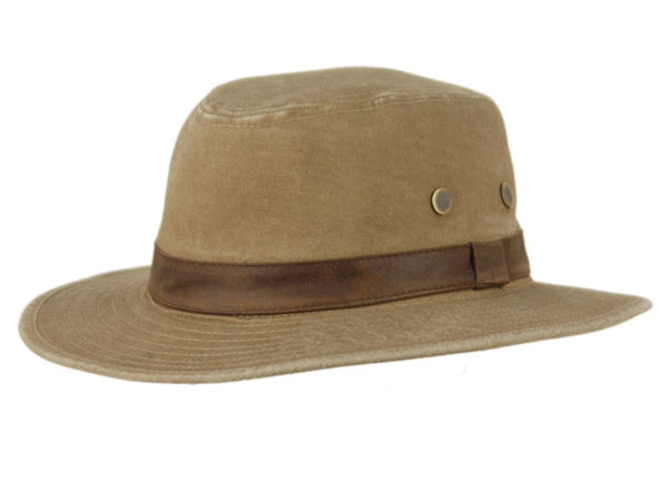 Men and Women's Outdoor Cotton Canvas Safari Fedora Hats With Faux Leather Band