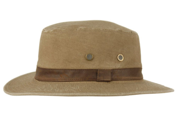 Men and Women's Outdoor Cotton Canvas Safari Fedora Hats With Faux Leather Band