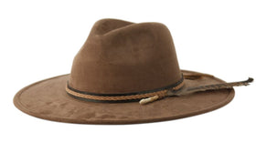 Wide Flat Brim Fedora Hat Women Suede Panama Rancher Hat