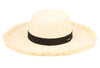 Women Sun Raffia Straw Raw Edge Floppy Hat UV UPF50