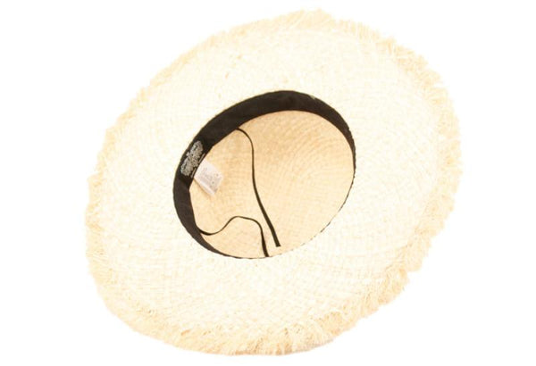 Women Sun Raffia Straw Raw Edge Floppy Hat UV UPF50