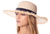 Women Sun Raffia Straw Raw Edge Floppy Hat UV UPF50