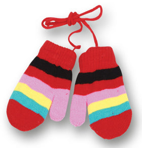 Warm Stripe Mittens Kids Knitted Gloves with Fleece Lining