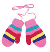 Warm Stripe Mittens Kids Knitted Gloves with Fleece Lining