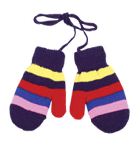 Warm Stripe Mittens Kids Knitted Gloves with Fleece Lining