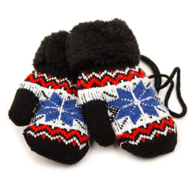 Soft Warm Snowflake Mittens kids Knit Gloves with Sherpa Lining