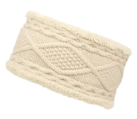 Women Winter Headband Cable Knit Headwrap with Sherpa Lining