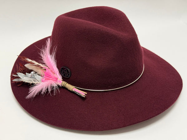 Woman's Wool Felt Fashion Fedora Hat with Flower