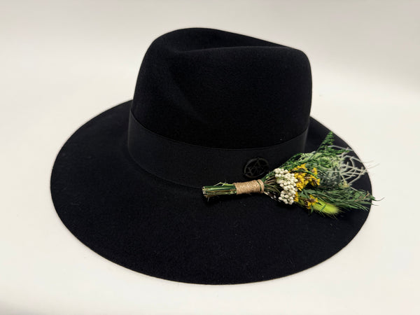Woman's Wool Felt Fashion Fedora Hat with Flower