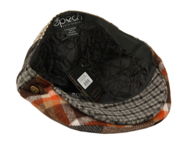 Herringbone Check Patch Men's Wool Tweed Newsboy Ivy Cap Gatsby Golf Flat Hat