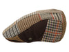 Herringbone Check Patch Men's Wool Tweed Newsboy Ivy Cap Gatsby Golf Flat Hat