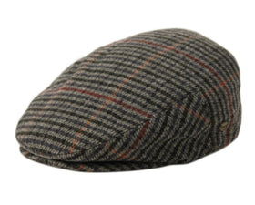 Men's Glen Plaid Herringbone Wool Tweed Newsboy Ivy Cap Gatsby Golf Flat Hat