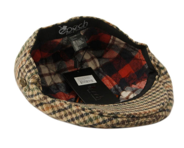 Men's Glen Plaid Herringbone Wool Tweed Newsboy Ivy Cap Gatsby Golf Flat Hat