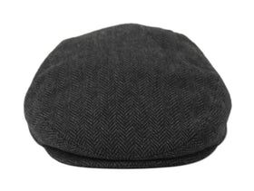 Men's Herringbone Wool Tweed Newsboy Ivy Cap Gatsby Golf Flat Hat