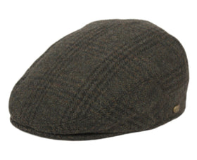 Men's Plaid Herringbone Wool Tweed Newsboy Ivy Cap Gatsby Golf Flat Hat