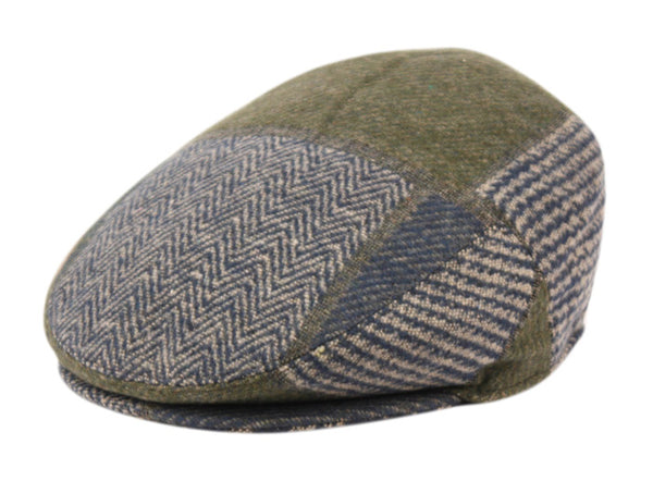 Check Patch Herringbone Men's Wool Tweed Newsboy Ivy Cap Gatsby Golf Flat Hat