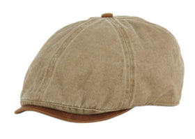 Men's Leather Brim Cotton Duckbill Ivy Newsboy Cap Gatsby Hat Cabbie Cap