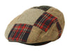 Herringbone Check Patch Men's Wool Tweed Newsboy Ivy Cap Gatsby Golf Flat Hat