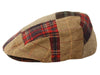 Herringbone Check Patch Men's Wool Tweed Newsboy Ivy Cap Gatsby Golf Flat Hat