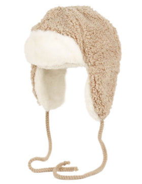 Soft Warm Sherpa Fur Trapper Hat Kids Winter Hat with Adjustable Ear Flap