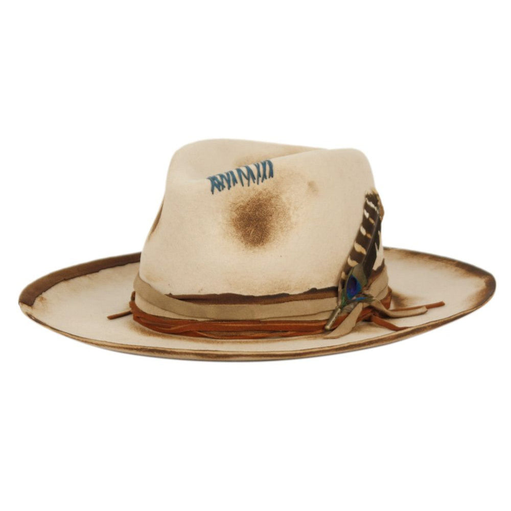 Angela & William Beige Australia Felt Wool Wide Brim Fedora Hat Fedora Hats | Angela & william main image 4