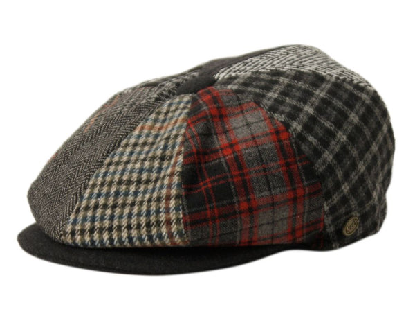 Men's Classic 8 Panel Patchwork Wool Blend Newsboy Ivy Cap Snap Brim Tweed Gatsby Hat