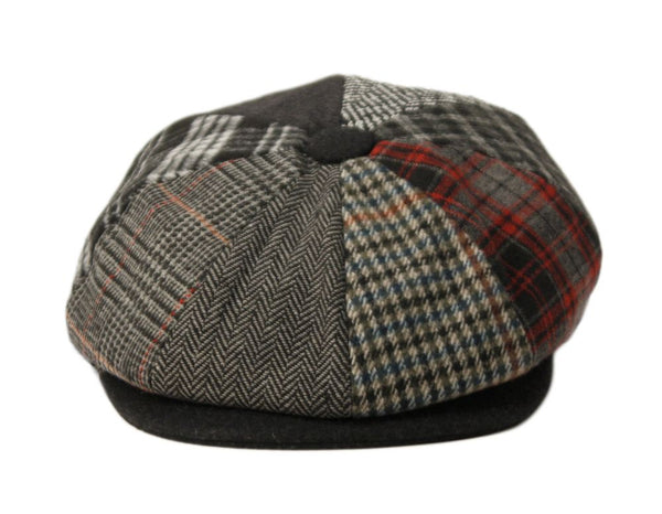 Men's Classic 8 Panel Patchwork Wool Blend Newsboy Ivy Cap Snap Brim Tweed Gatsby Hat