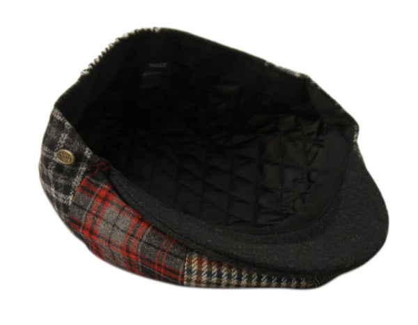 Men's Classic 8 Panel Patchwork Wool Blend Newsboy Ivy Cap Snap Brim Tweed Gatsby Hat