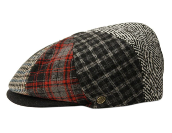 Men's Classic 8 Panel Patchwork Wool Blend Newsboy Ivy Cap Snap Brim Tweed Gatsby Hat