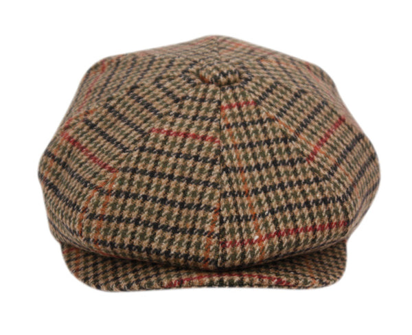 Men's Glen Plaid Wool Blend Tweed Herringbone Newsboy Ivy Cap Snap Brim Gatsby Hat