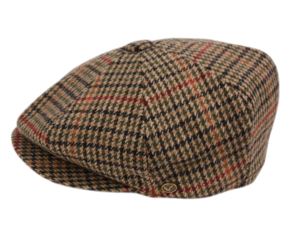 Men's Glen Plaid Wool Blend Tweed Herringbone Newsboy Ivy Cap Snap Brim Gatsby Hat