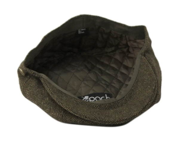 Men's Herringbone Wool Blend Tweed Newsboy Ivy Cap Snap Brim Gatsby Hat