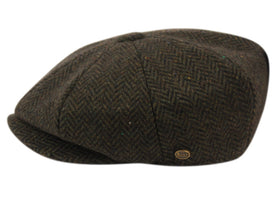 Men's Herringbone Tweed Wool Blend Newsboy Ivy Cap Snap Brim Gatsby Hat